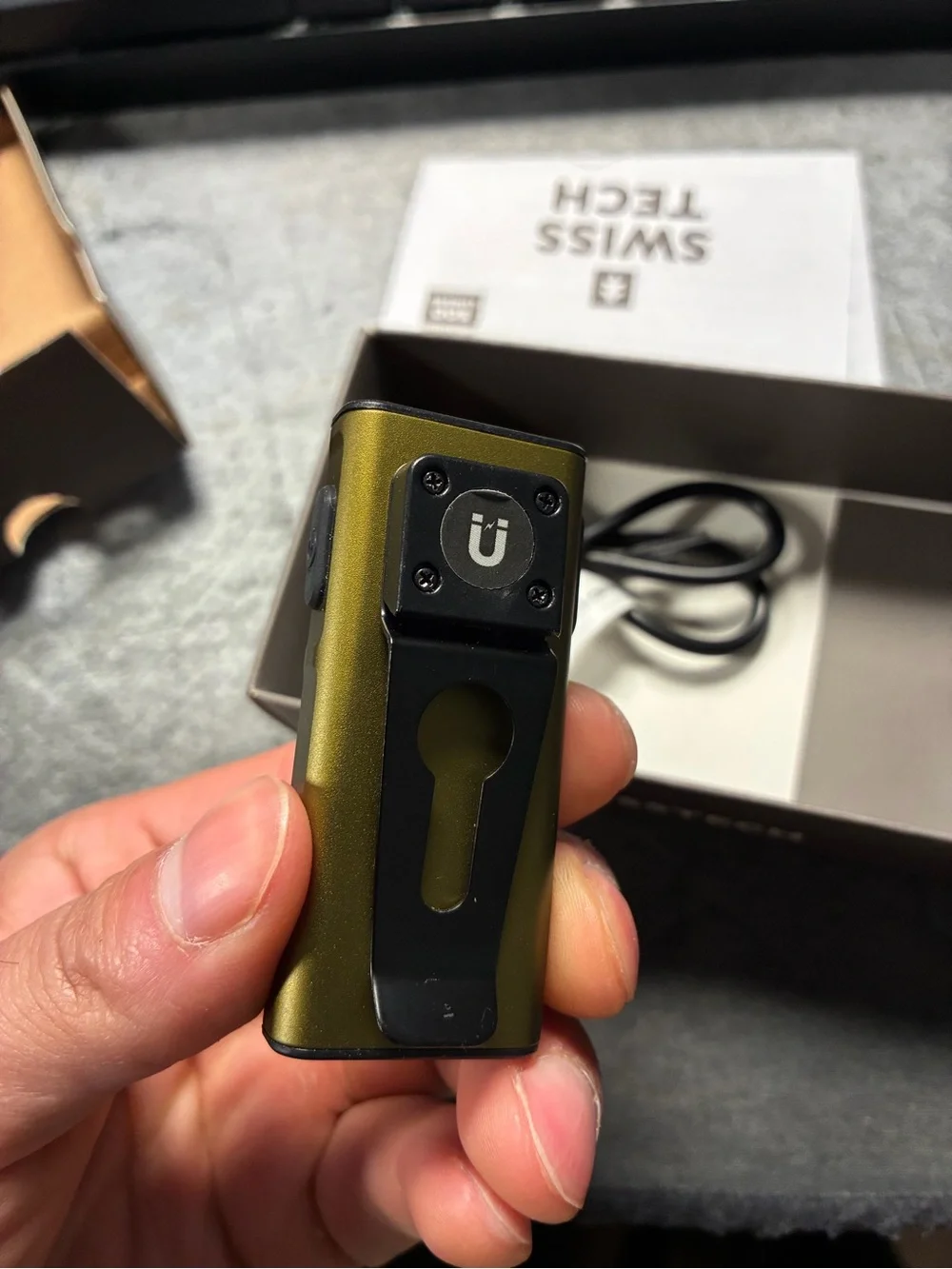 Swiss Tech Klipplight Rechargeable Clip Light - Olive Green new